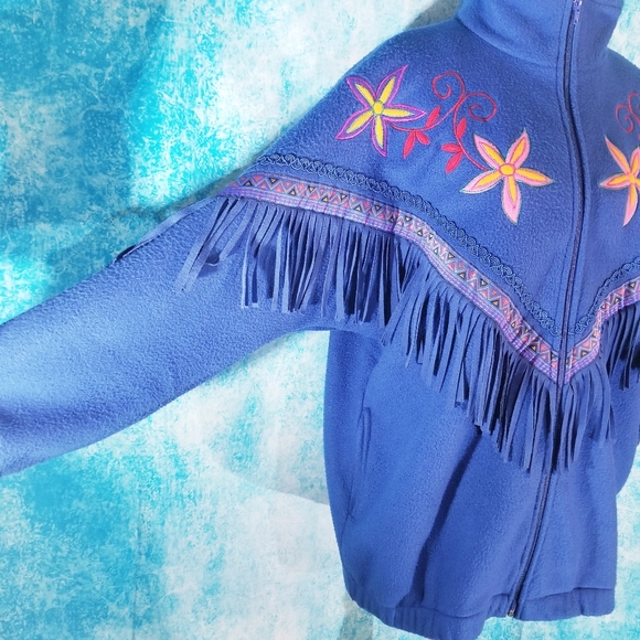Vintage Jackets & Coats Vtg 8s Rafael Southwestern Fringe Fleece